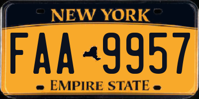 NY license plate FAA9957