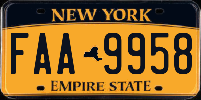 NY license plate FAA9958