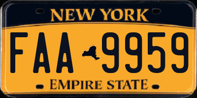 NY license plate FAA9959