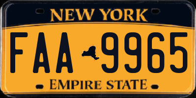 NY license plate FAA9965