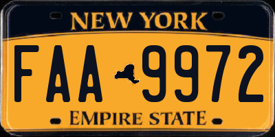 NY license plate FAA9972