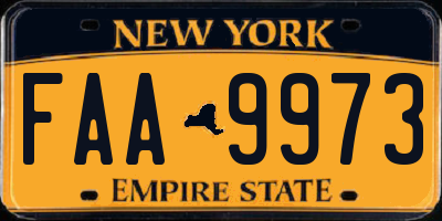 NY license plate FAA9973