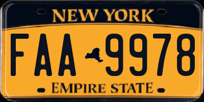 NY license plate FAA9978