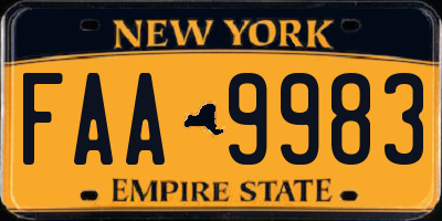 NY license plate FAA9983