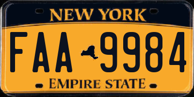 NY license plate FAA9984