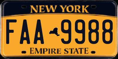 NY license plate FAA9988