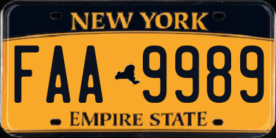 NY license plate FAA9989