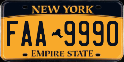 NY license plate FAA9990