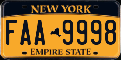 NY license plate FAA9998