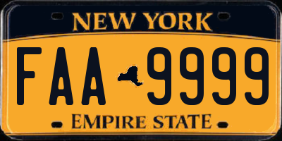 NY license plate FAA9999