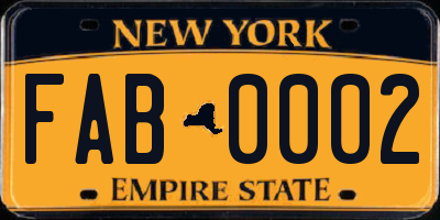NY license plate FAB0002