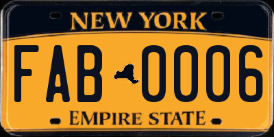 NY license plate FAB0006