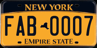 NY license plate FAB0007