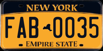NY license plate FAB0035