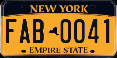 NY license plate FAB0041