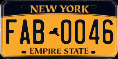 NY license plate FAB0046