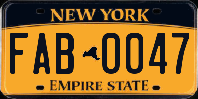 NY license plate FAB0047