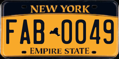 NY license plate FAB0049
