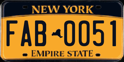 NY license plate FAB0051