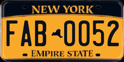 NY license plate FAB0052