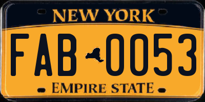 NY license plate FAB0053