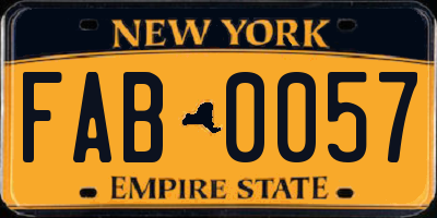 NY license plate FAB0057
