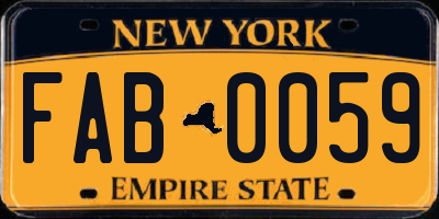 NY license plate FAB0059
