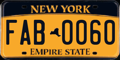 NY license plate FAB0060