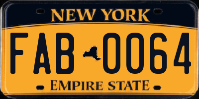 NY license plate FAB0064