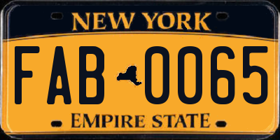 NY license plate FAB0065