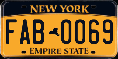 NY license plate FAB0069