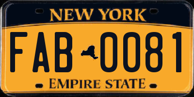 NY license plate FAB0081