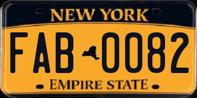 NY license plate FAB0082