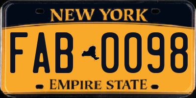 NY license plate FAB0098