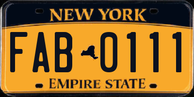 NY license plate FAB0111