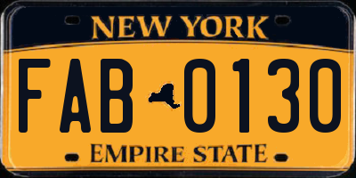 NY license plate FAB0130