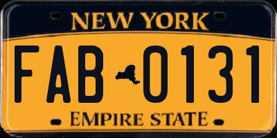 NY license plate FAB0131