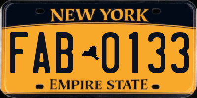 NY license plate FAB0133