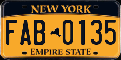 NY license plate FAB0135