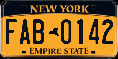 NY license plate FAB0142