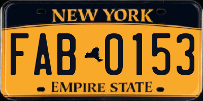 NY license plate FAB0153