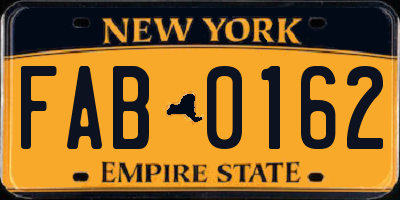 NY license plate FAB0162