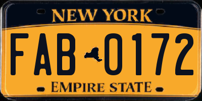 NY license plate FAB0172