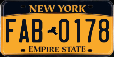 NY license plate FAB0178