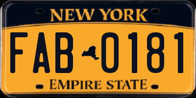 NY license plate FAB0181