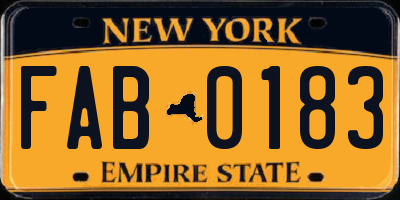 NY license plate FAB0183