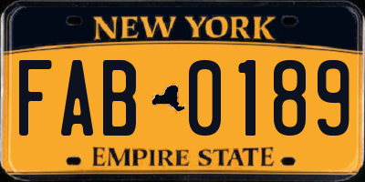 NY license plate FAB0189