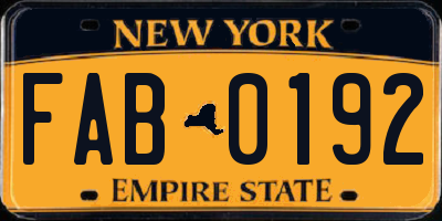NY license plate FAB0192