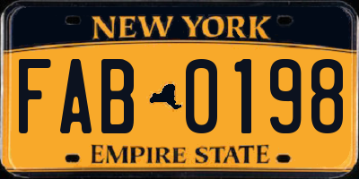 NY license plate FAB0198