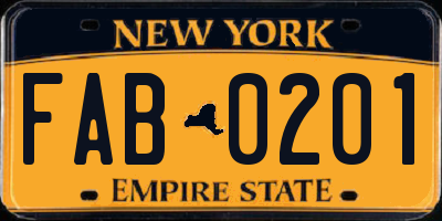 NY license plate FAB0201